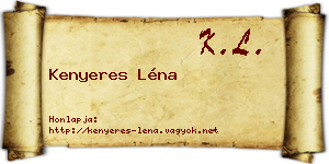 Kenyeres Léna névjegykártya